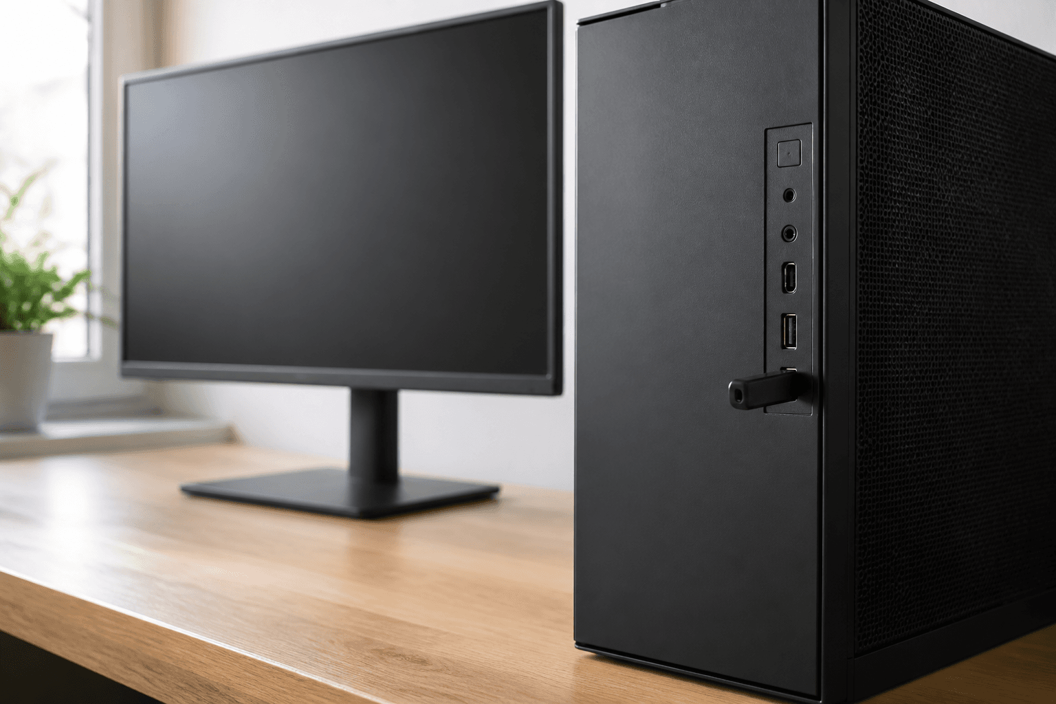 USB-Stick in der Frontbuchse eines neuen PCs