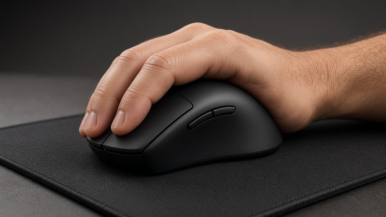 Hand umgreift eine Gaming-Maus in unterschiedlichen Griffpositionen
