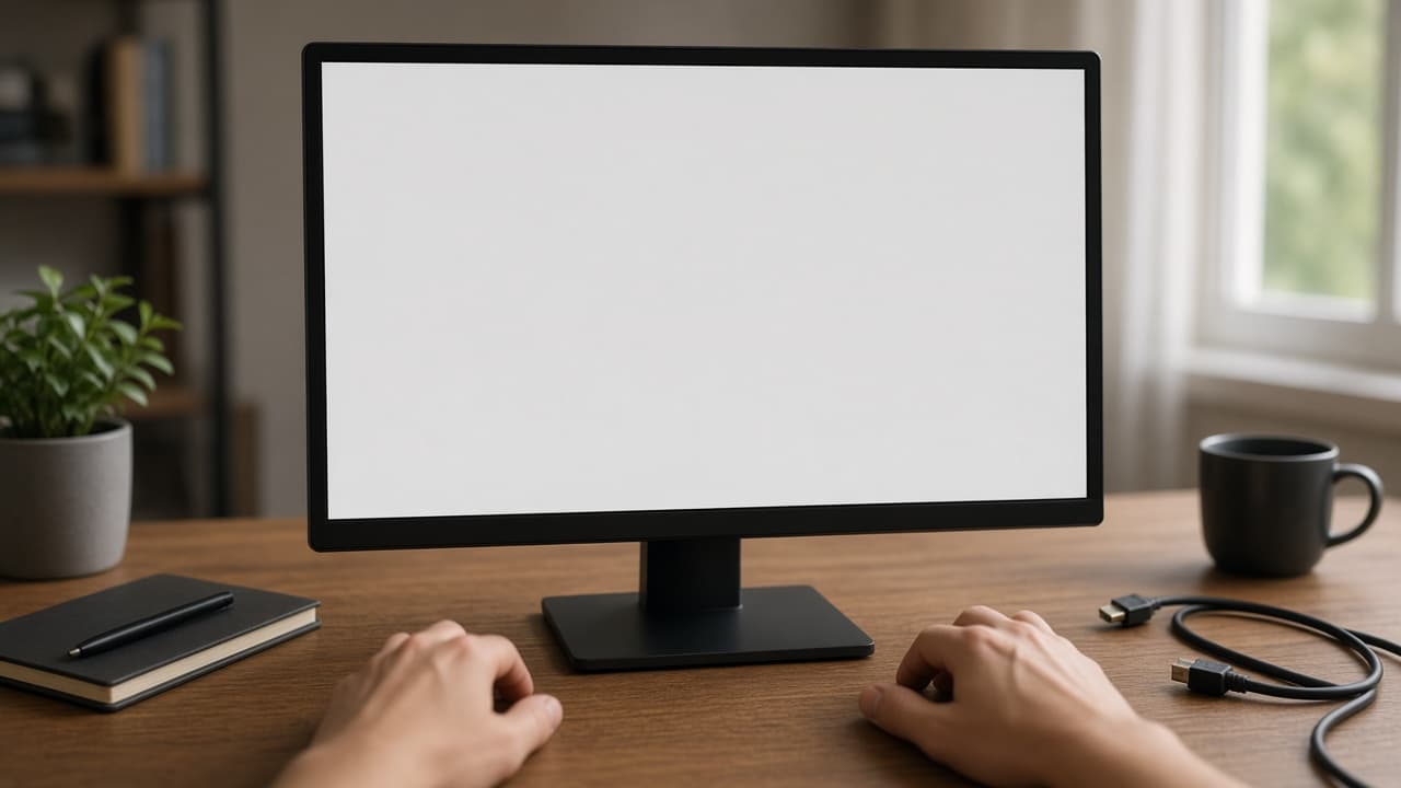 Symbolbild: Monitor mit Testbild beim Gebrauchtkauf