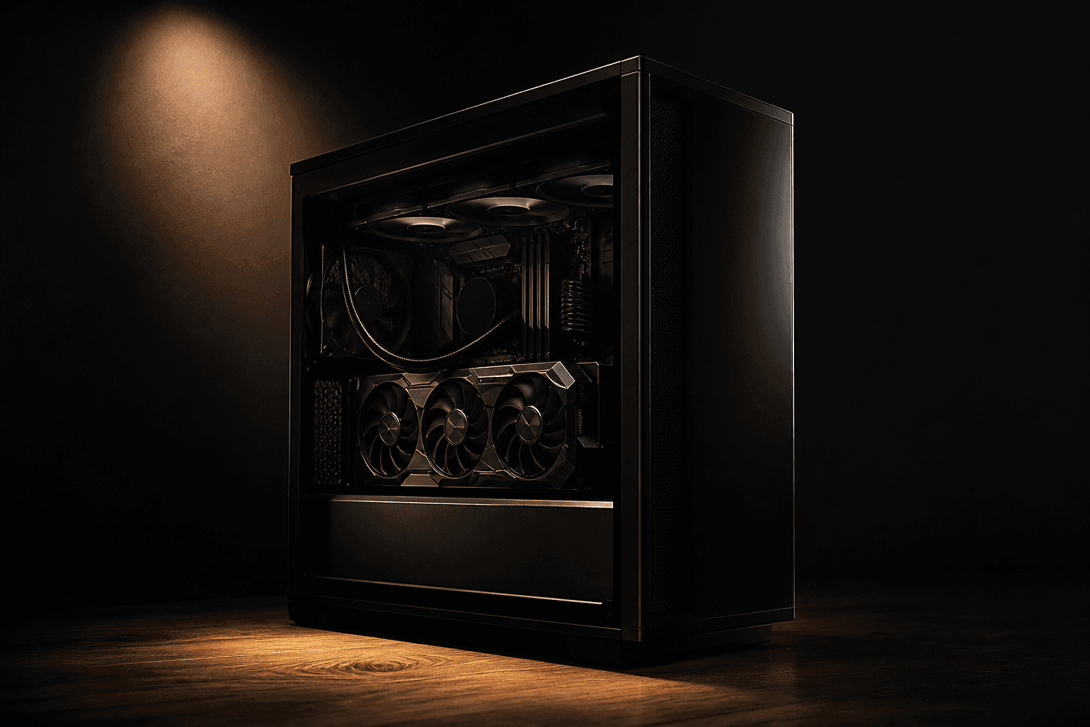High-End-PC im warmen Spotlight