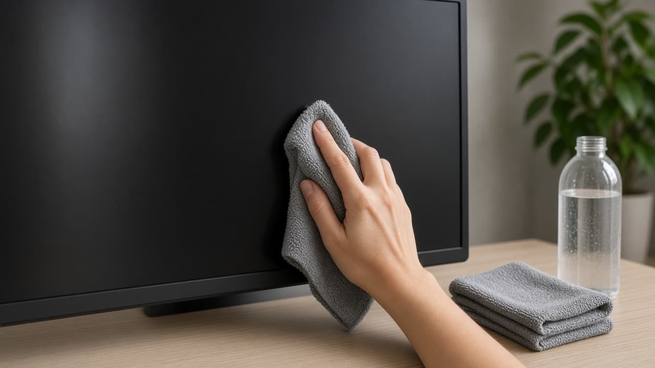 Symbolbild: Mikrofasertuch auf einem sauberen Monitor