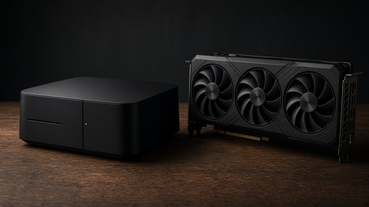 Xbox Series X Konsole neben einer PC-Grafikkarte auf einem Tisch