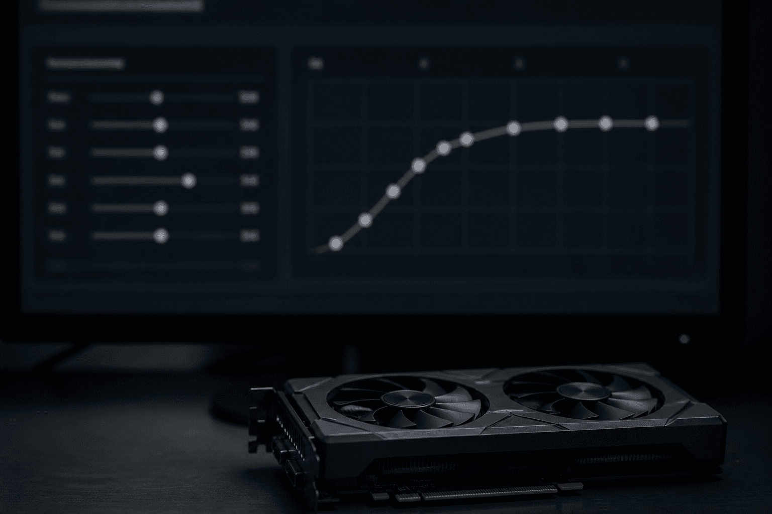 Unscharfe Regler auf dem Monitor vor einer GPU